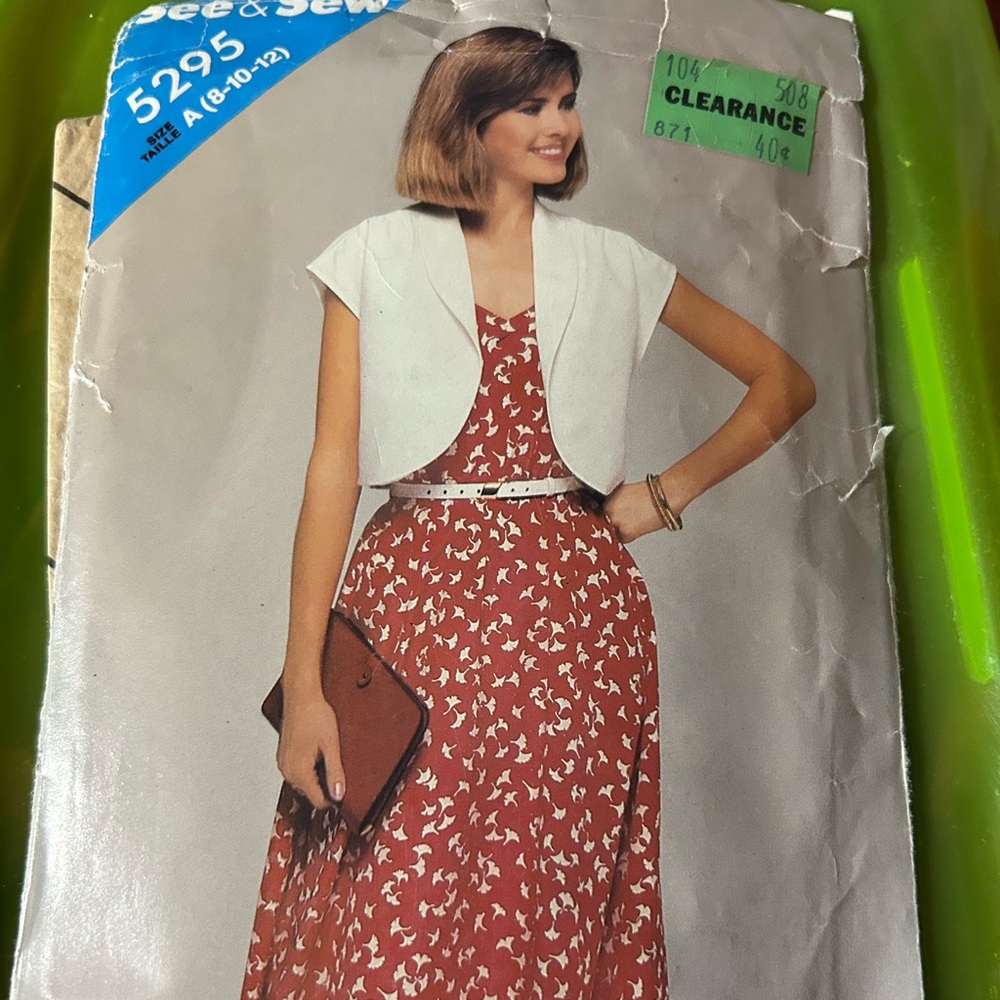 Vintage See & Sew Sewing Pattern 5295. Dress and Jacket. Size 8-10-12